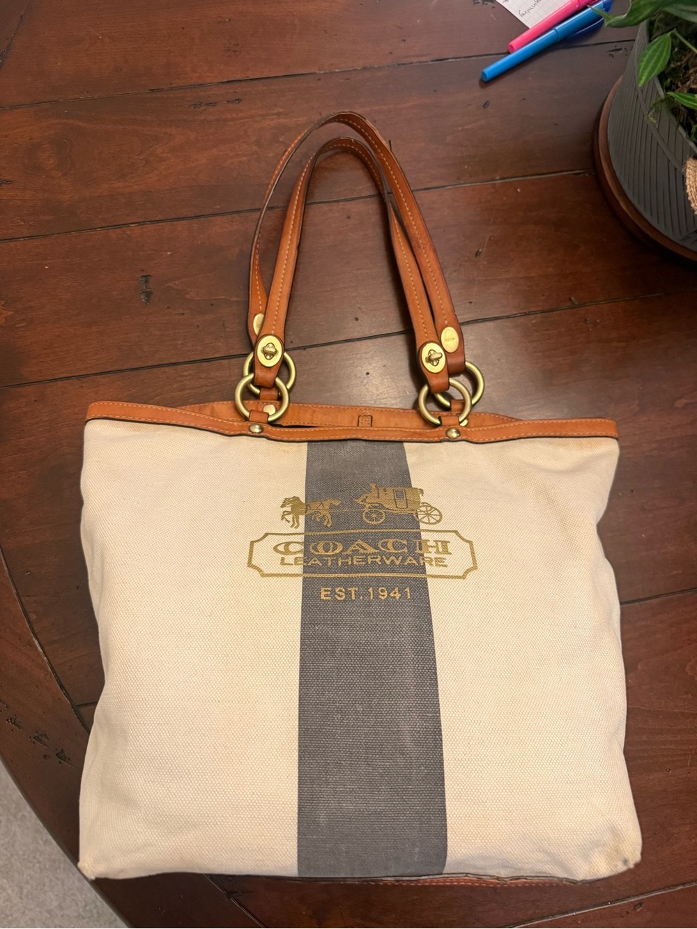 Coach Horse and Carriage Tote USED